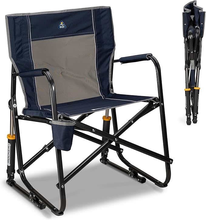 GCI Outdoor Freestyle Rocker Camping Chair | Portable Folding Rocking Chair with Solid, Durable Armrests, Drink Holder & C...