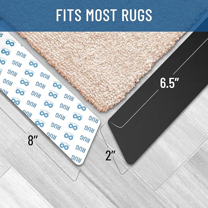 Everlasting Comfort Area Rug Gripper for Hardwood Floors - No Damage Non Slip Rug Pads, Floor to Carpet Tape for Holding Rugs in Place, Washable and Reusable, Double Sided Anti Slip Tape - 16 Pack