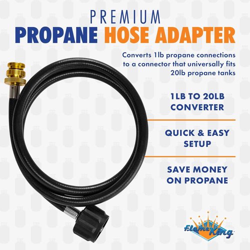 Flame King 3lb Steel Propane Tank with Gauge and OPD Valves and 4-Feet Adapter Hose Converter for 1LB Appliance to 20lb Tank