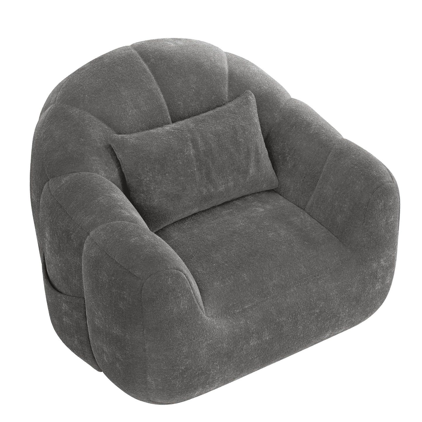 Homall Bean Bag Chair, Oversized Bean Bag Couch with Shredded Sponge Filler, Pumpkin Shaped Large Floor Sofa for Gaming, Reading, Relaxing in Living Room and Bedroom (Grey)