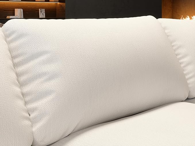 Forest aesthetics Modular Sectional Sofa Cloud Couch,Down Filled Comfy Cloud Modern Sofa,White Linen L Shape Oversized Couch Cushion Covers Removable Furniture for Living Room