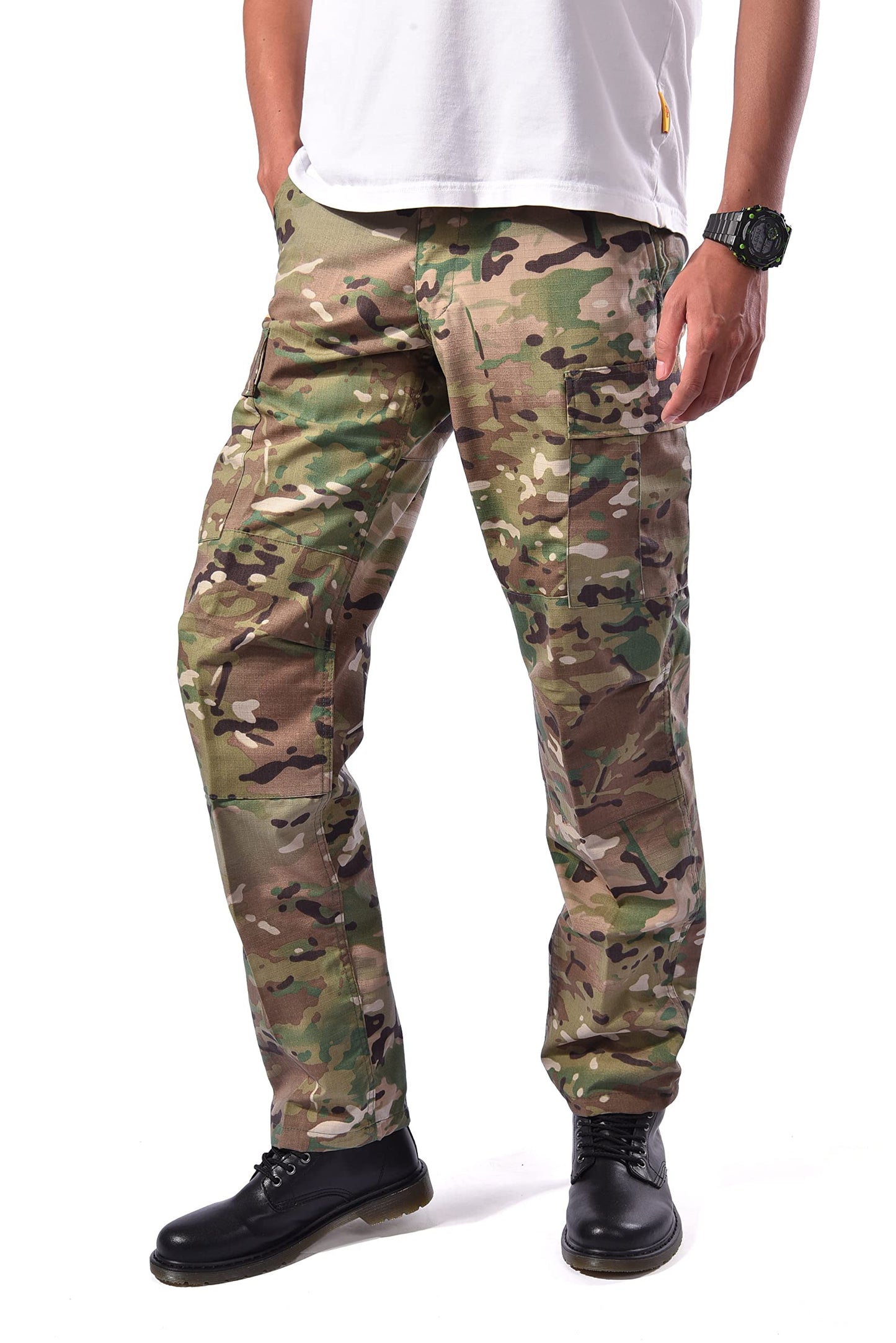 BACKBONE Mens Fashion Bright Camouflage Cargo Pants Military Combat Style BDU Pants (Size L, CP Camo - Ripstop)