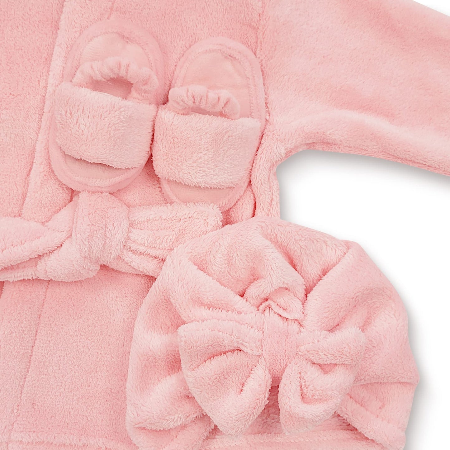 Rising Star Baby Robe Girl, Pink Baby Bathrobe Towel, Slippers & Cap - Bath Robe Spa Set - 1 Year Birthday Gift for Girls
