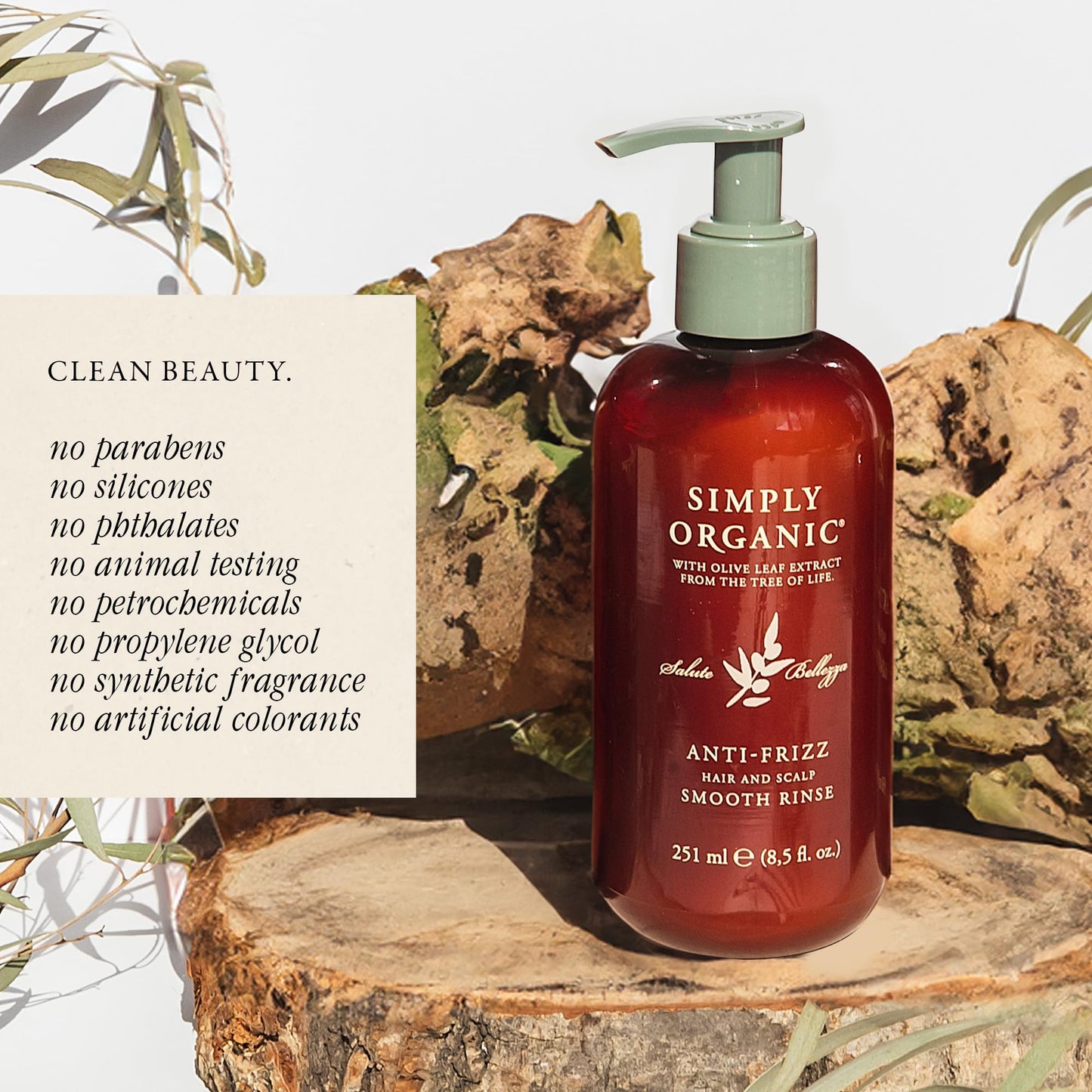 SIMPLY ORGANIC Frizz Control Deep Scalp & Hair Conditioner, Made in Italy, All Natural Cruelty Free Hair Care for Women & Men, A