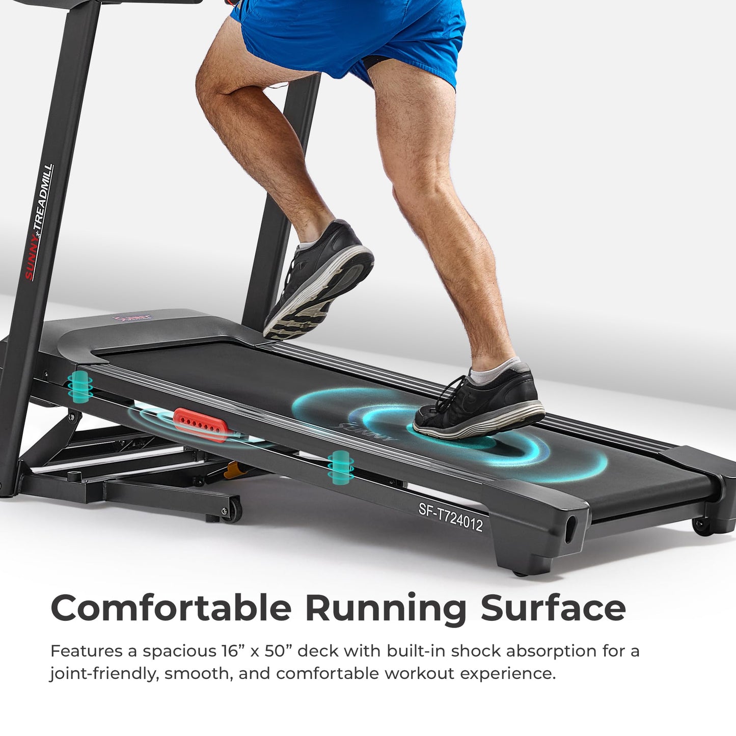Sunny Health & Fitness Active 400 Smart Auto Incline Treadmill – Foldable Running Machine w/Bluetooth, Wi-Fi, 15-Level Incline, Shock Absorption & SunnyFit Fitness App - SF-T724012