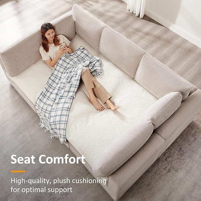 VANOMi Modular Sectional Sofa, Convertible Sofa Couch Modular Sofa with Ottoman, Sectional Sofas for Living Room Small Apartments