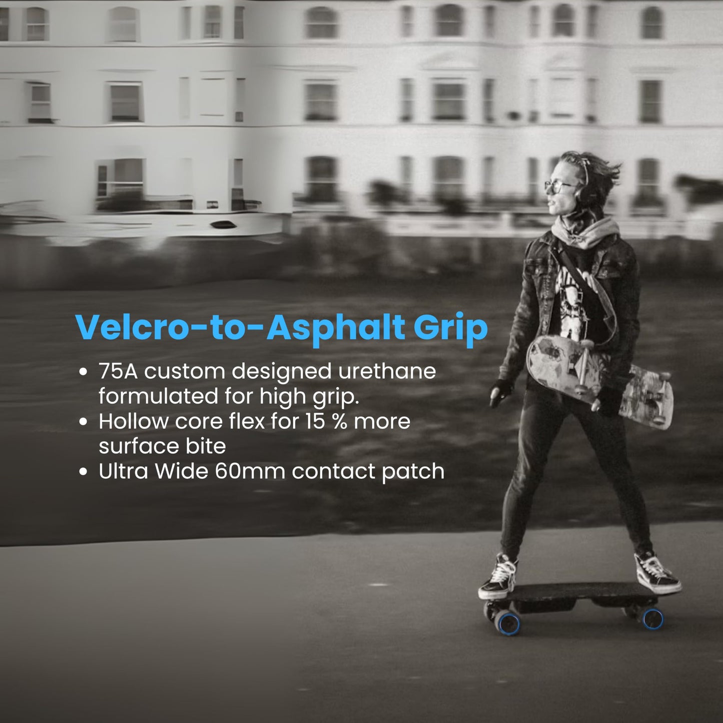 Hollow Wheels Performance V3 - Ultimate Electric Skateboard Wheels with Maximum Grip and Comfort - Fits Cruiser Skateboards and Meepo, Backfire, Boosted Board, Evolve, Exway, WowGo & More