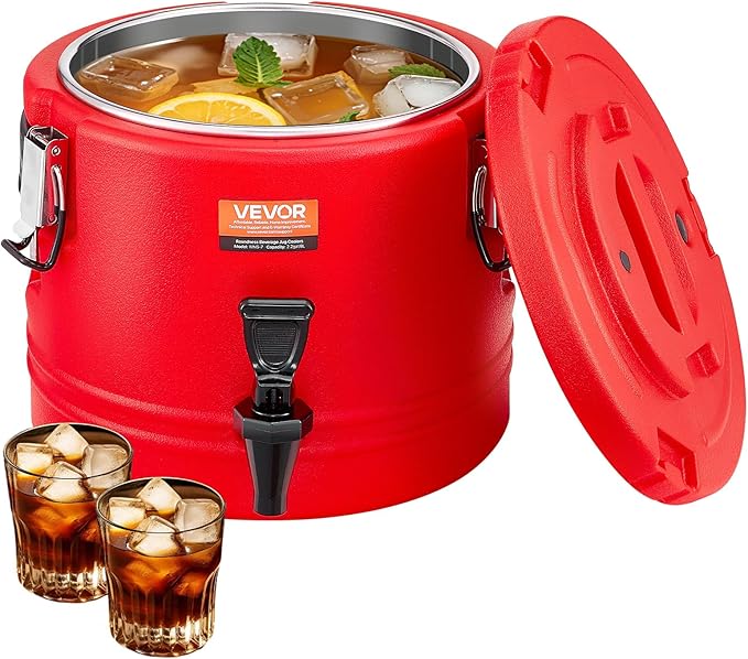 VEVOR Insulated Beverage Dispenser, 2.2 Gal/8L Thermal Hot and Cold Drink Server Dispenser with Spigot, Food-Grade Cooler ...