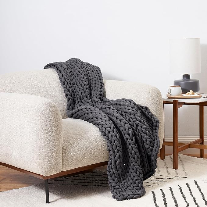 Bearaby Weighted Blanket 15 lbs (40"x72") – Asteroid Grey Blanket Recycled Polyester – Eco-Friendly, Heavy Throw for Adults – Soft, Breathable, Sustainable Comfort
