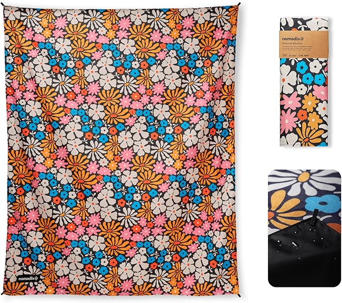 Nomadix Festival Blanket - Perfect for Picnics, Camping, & Lawn Seating - Plush Top & Water Resistant Base - Made with Pos...