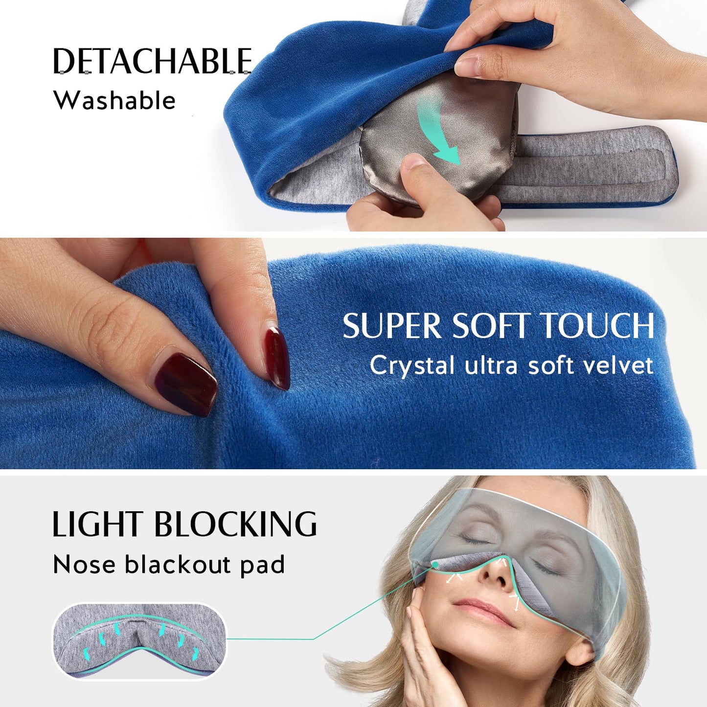 YFONG Heated Eye Mask, Warm Eye Compress Mask for Dry Eyes, USB Electric Heating Pad with Temperature & Timer Control, Dry Sleep Mask for Relax & Reduce Strain Dark Circle Stye Treatment, Blue