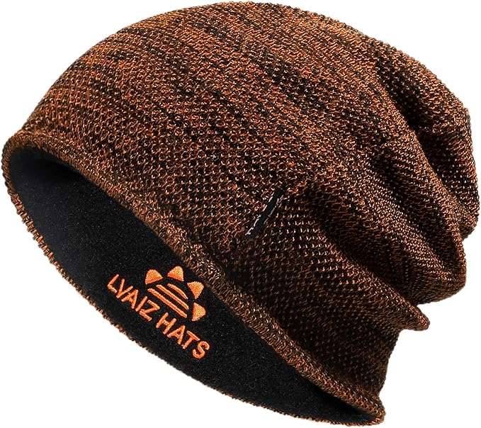 Lvaiz Mens Winter Beanie Hat Warm Fleece Lined Skull Cap for Men Reversible Women Windproof Watch Hat Knit Warm Unisex Beanie