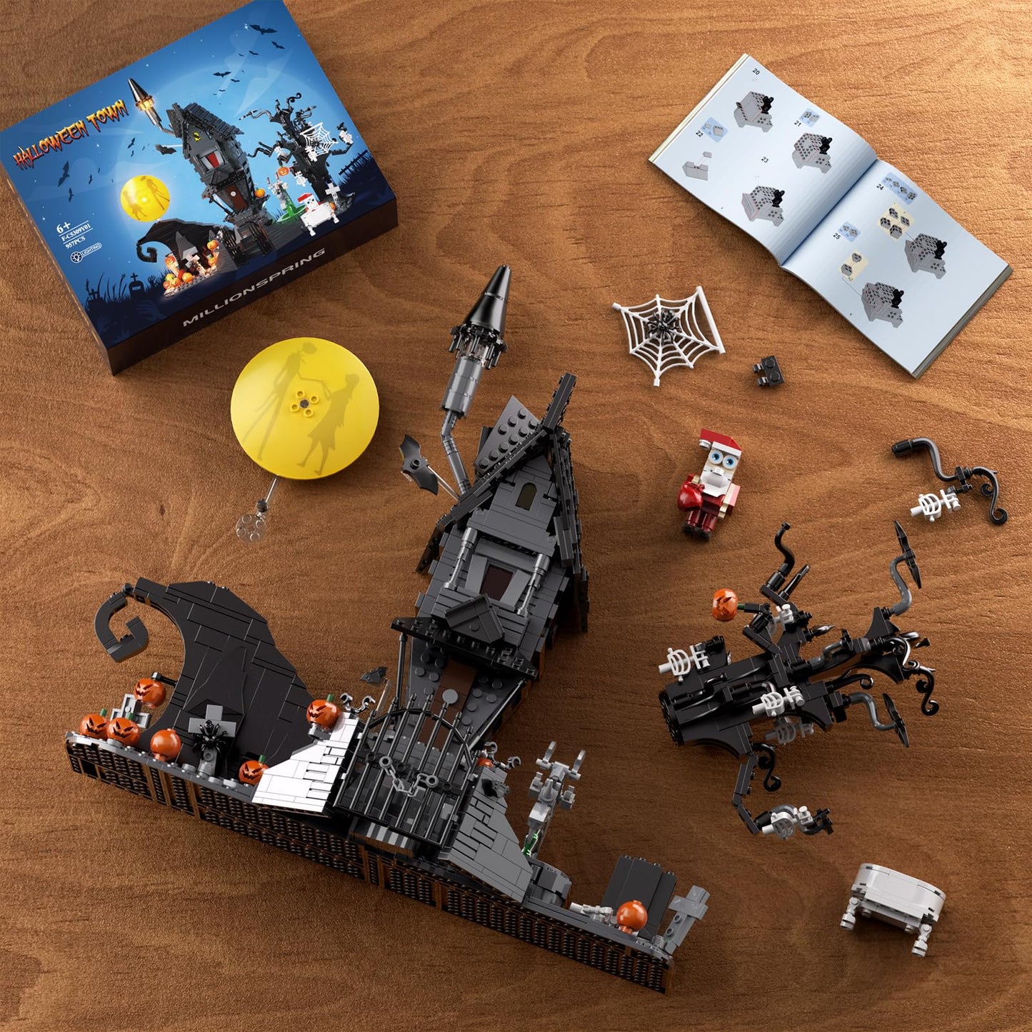Nightmare Horror Haunted House Building Set, Block Toys Set Compatible with Lego, Creative Christmas Birthday Toy Kit Gift with Light for Movie Fans Adults (957pcs)
