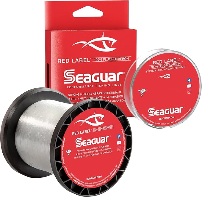 Seaguar Red Label Fishing Line for Power Baits & Heavy-Duty Applications, Freshwater, 100% Fluorocarbon, Clear, Multiple S...