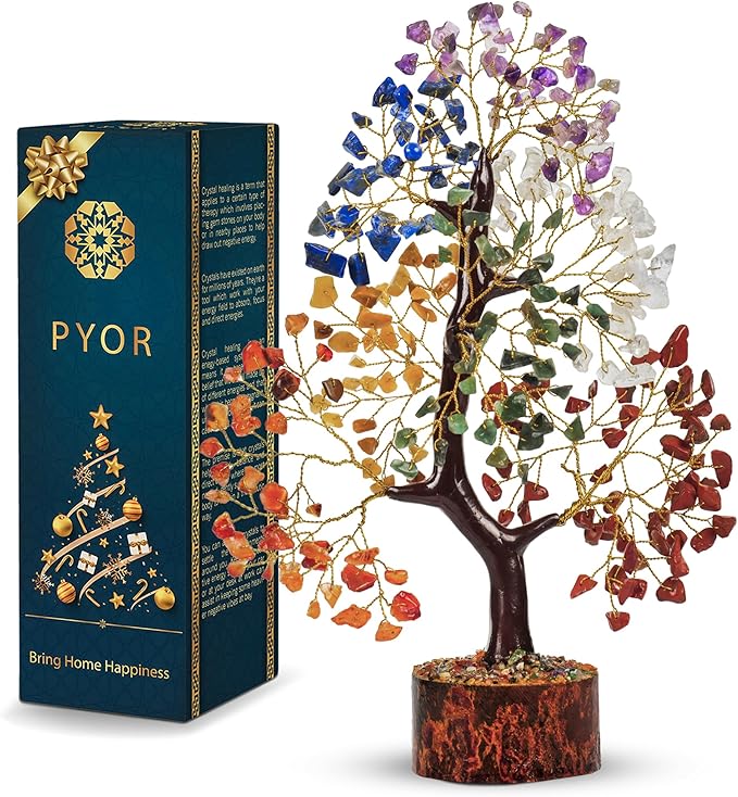 PYOR 7 Chakra Tree of Life Crystal Tree – Healing Crystals & Stones | Housewarming Gift for New Home | Birthday Gift for Women | Home Decor Office Decor | Room Decor