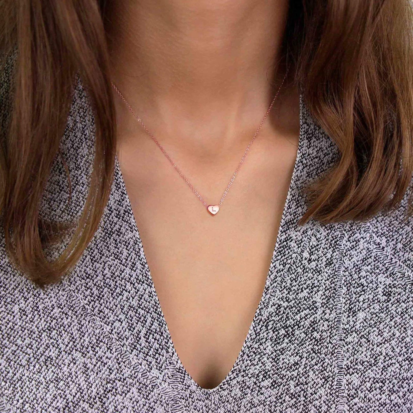 M MOOHAM Necklace for Women Gifts, Rose Gold Letter E Heart Initial Necklace