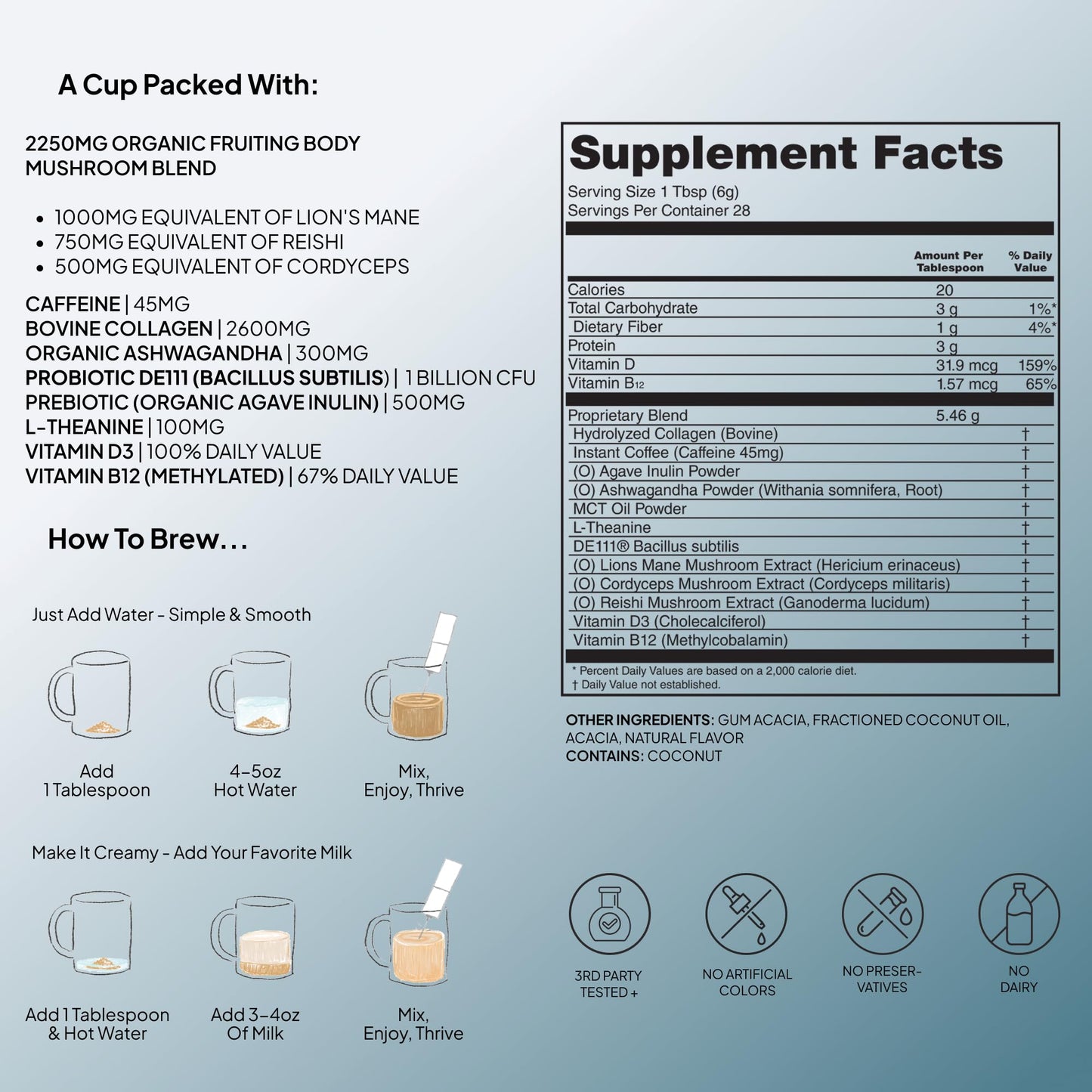 Atlas+ Coffee Superblend– Premium Mushroom Coffee with Collagen, Probiotics, D3 & B12, Lion’s Mane, Reishi, Cordyceps– for Energy, Focus, Immunity & Gut Health– 56 Servings (2 Bags)