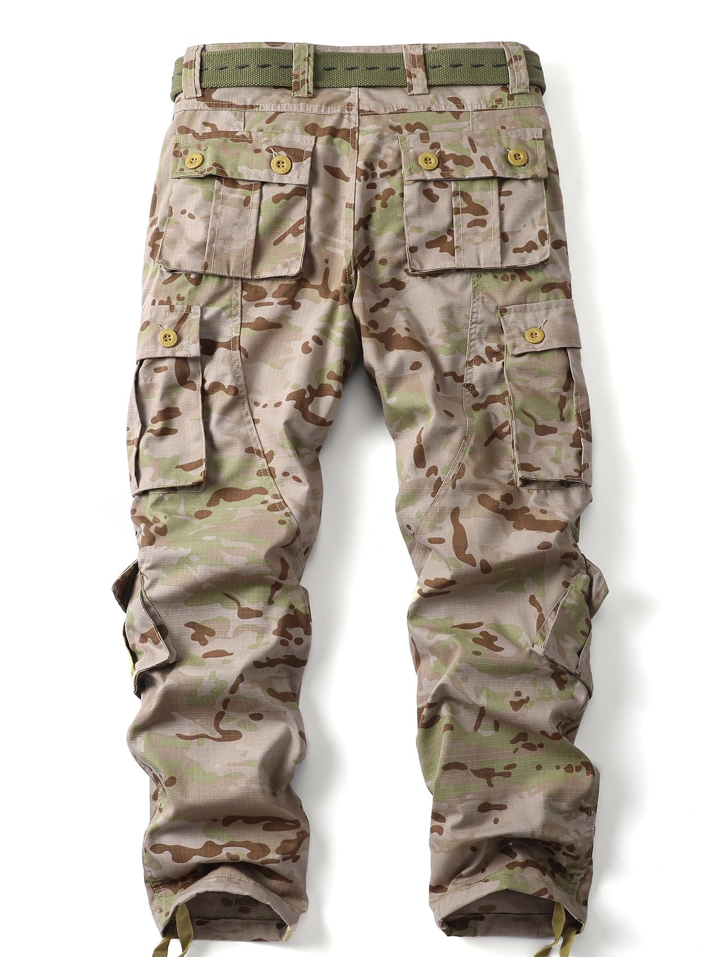 AKHIKING Men's Camo Cargo Work Pants Ripstop Lightweight Wild Army Military BDU Outdoor Trousers with 8 Pocktets (No Belt) 28