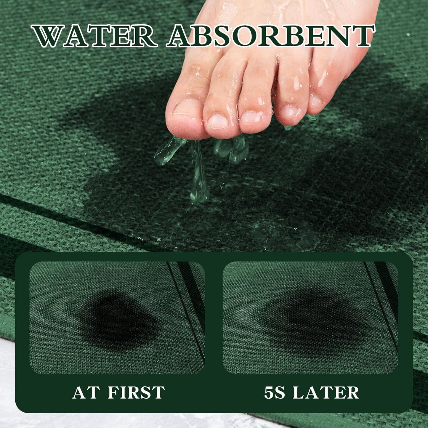 chakme Bathroom Rugs Mat 47x17, Ultra Thin Non Slip Bath Rug Runner Quick Dry Absorbent Bath Mat for Bathroom, (Dark Green, 47"x17")