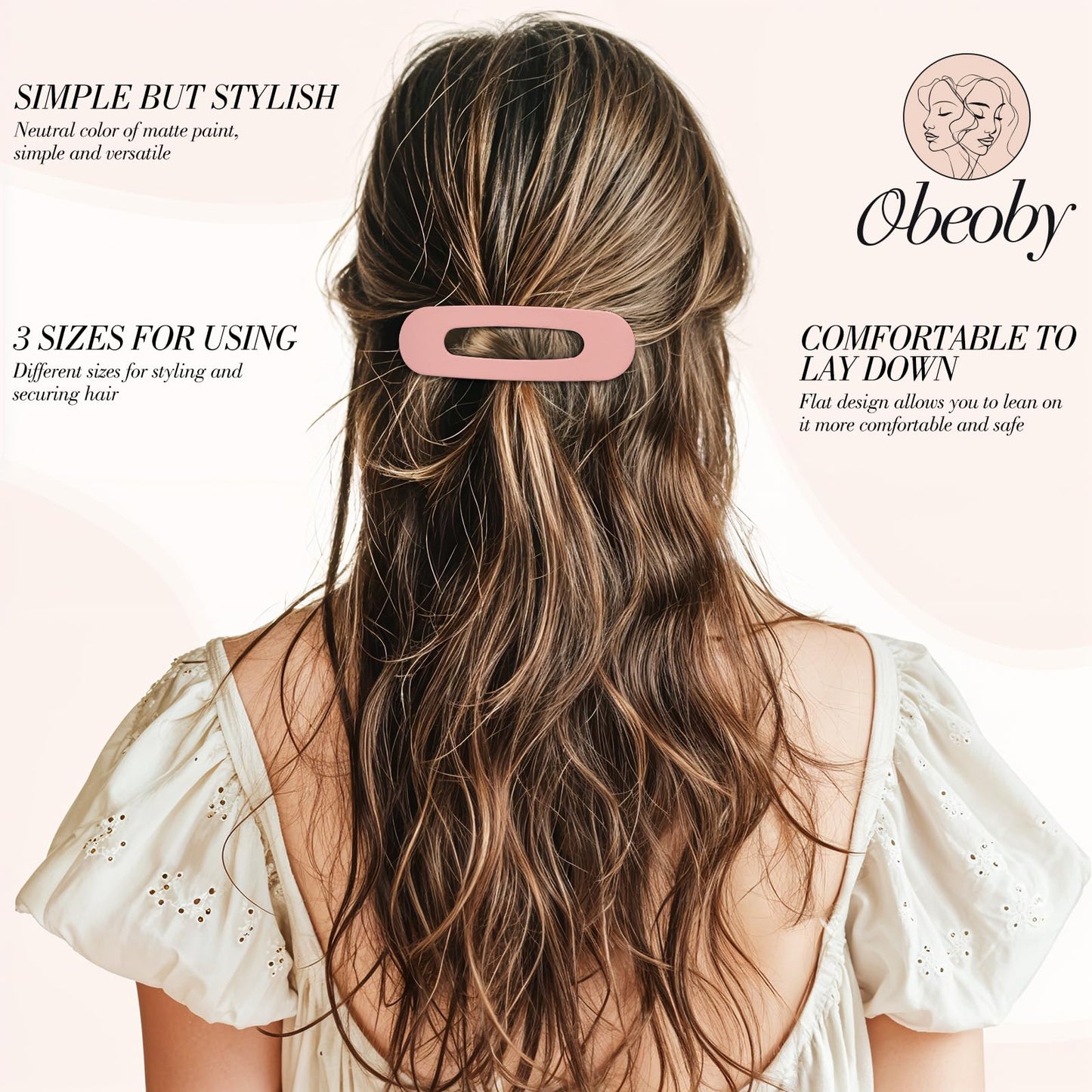 15 PCS Flat Hair Clips, 5 Colors Flat Claw Clips 3 Sizes Hair Claws for Women Girls Thin Hair