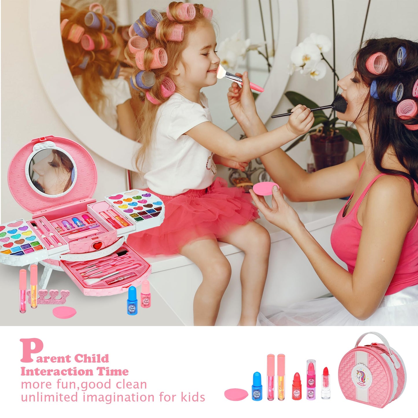 Kids Washable Makeup Girls Toys - Real Makeup Kit for Little Girls, Kid Make up Set for Toddlers Children Princess Dress Up Christmas Birthday Gifts Toys for 3 4 5 6 7 8 9 10 11 12 Year Old Girls