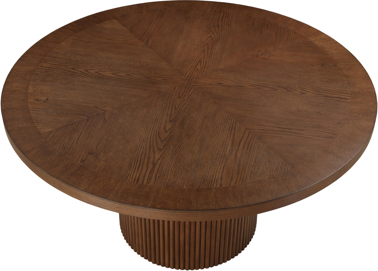 Meridian Furniture 730Brown-T Belinda Collection Modern | Contemporary Dining Table with Solid Wood Base, Dark Walnut Brown Finish Oak Wood Veneer, Round Top, Fluted Base, 60" W x 60" D x 30" H, Brown