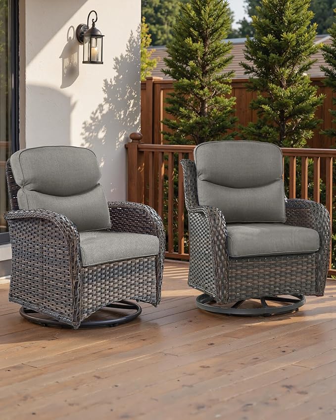 ACTREST Pop 22x25/22x24 Outdoor Cushions for Patio Couch Chairs Set of 3 - High Back Comfy Outside Seat Cushions for Lawn Wicker Dining Rocker Glider Loveseat 3-Seater Sectional Sofa - Grey/Smile