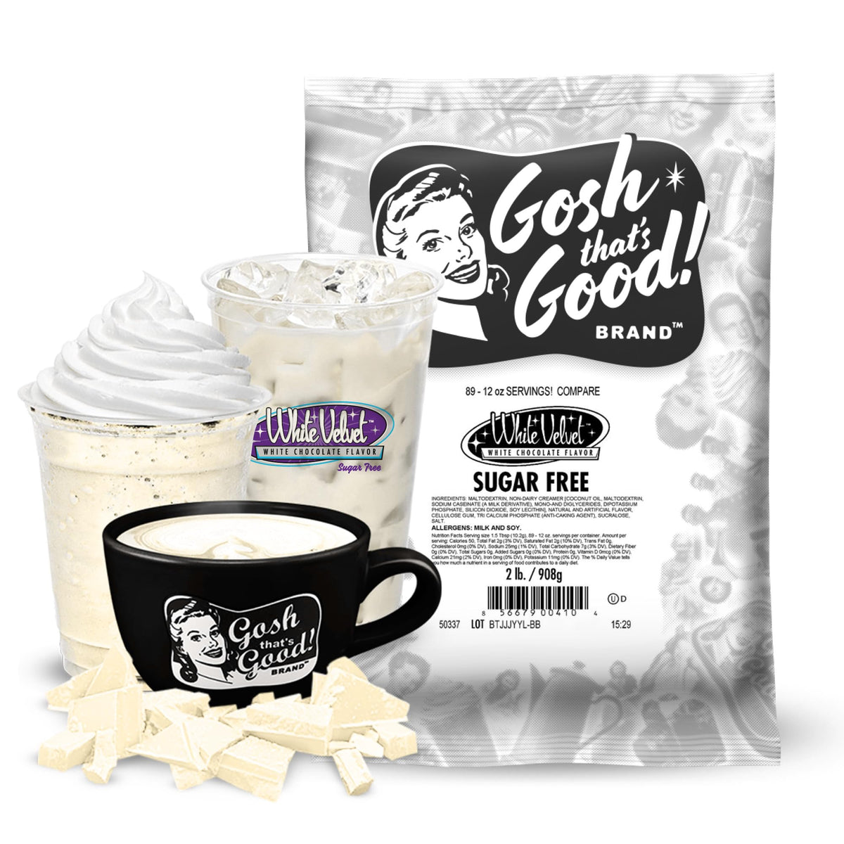 Gosh That’s Good! Sugar-Free White Velvet Chocolate Flavor – 2 lb – Low-Calorie, Lactose-Free