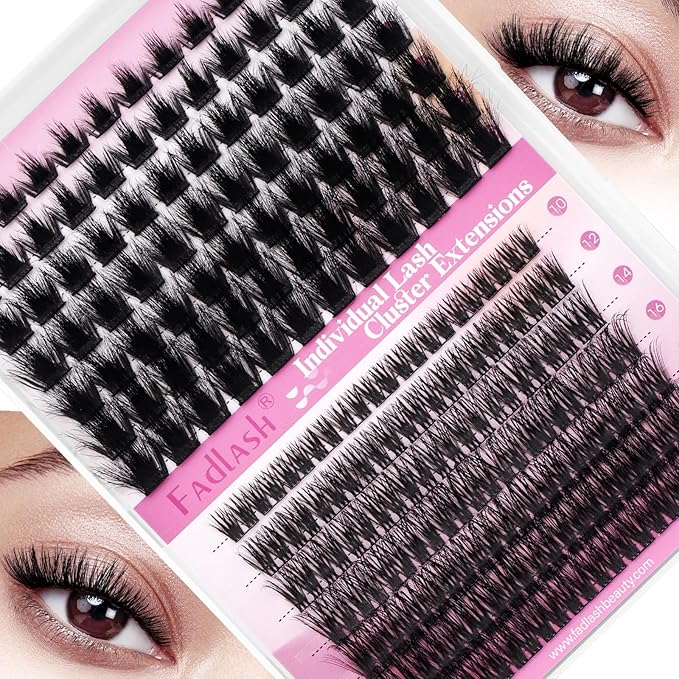 FADLASH Lash Clusters Individual Lashes 10-18mm Eyelash Clusters D Curl DIY Lash Extension Clusters Wispy Cluster Lashes (KLS242+CLS015-07D-Mix10-18)