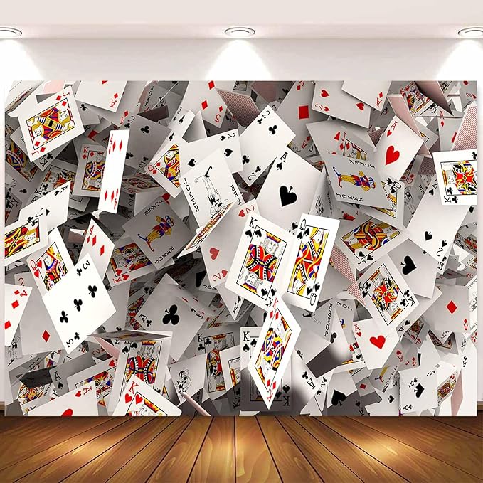 Sensfun 7x5ft Fabric Poker Backdrop 3D Playing Cards Photography Background Casino Night Birthday Party Decorations Banner...