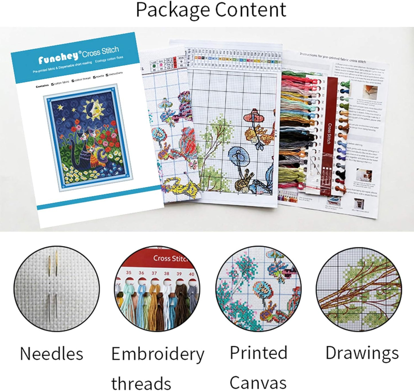 Funchey Stamped Cross Stitch Kits, DIY Cross Stitch Pattern for Adults Beginners Needlepoint Kits Embroidery Kit Arts and Crafts 11CT-Wolf King Flower 16x20 inch