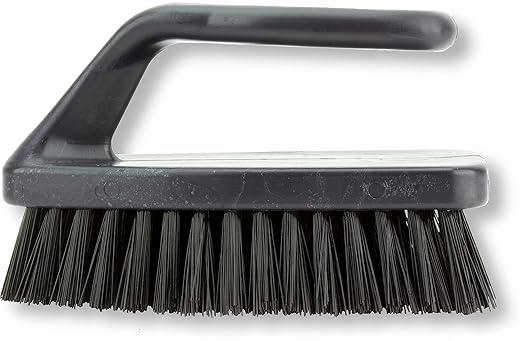 SPARTA Heavy Duty Scrub Brush, Hand Brush with Iron Shape Handle Design for Scrubbing Kitchen Pots and Pans or Bathroom Sink and Shower, 6 Inches, Black, Twin