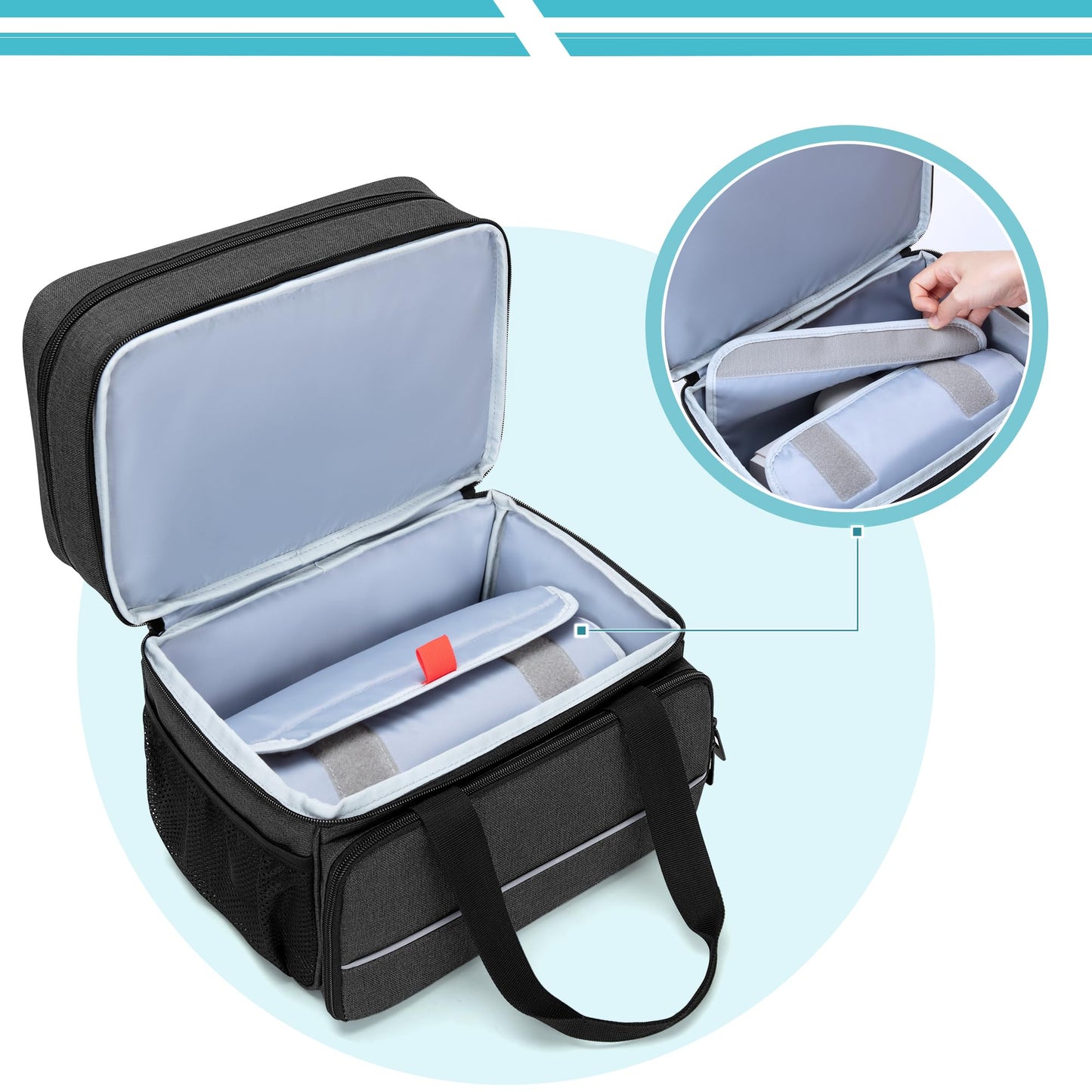 CURMIO CPAP Machine Travel Carrying Case Compatible with ResMed AirSense 11, AirSense 10, AirSense 10 elite, AirStart 10, Philips Dreamstation, 3B Medical Luna G3, and XT Fit, Black (Patented Design)