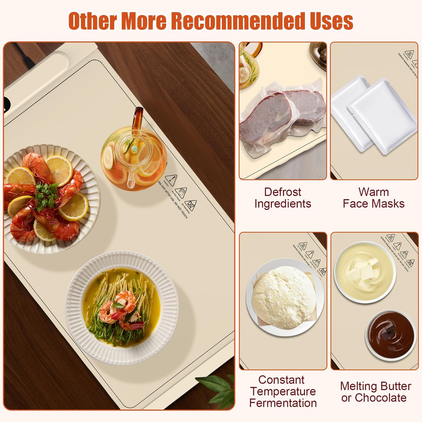 Food Warming Mat,Fast Heating Silicone Electric Warming Tray with 6 Temperature Levels & 7 Timer Settings,Food Warmers for Parties Buffet,Portable Warming Mat for Food，24 x 15 Inches Premium Silicone