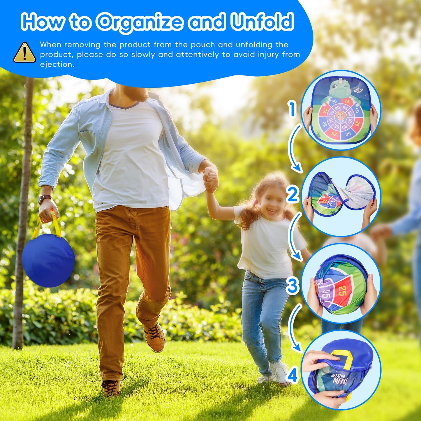 Bean Bag Toss Game for Kids - 5IN1 Kid Cornhole Toys Set, Over 3 Years Toddlers Children Outdoor/Indoor/Backyard Throwing Toy to Boys Girls Birthday/Family Party/Christmas/Easter Gift, Dinosaur