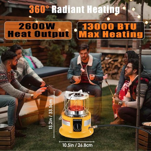 MOZODAWN 2 in 1 Propane Heater & Stove, 13000 BTU Portable Propane Heater Indoor with Handle, Outdoor Heater Gas Stove for Patio, Camping, Tent, Ice Fishing, Garage
