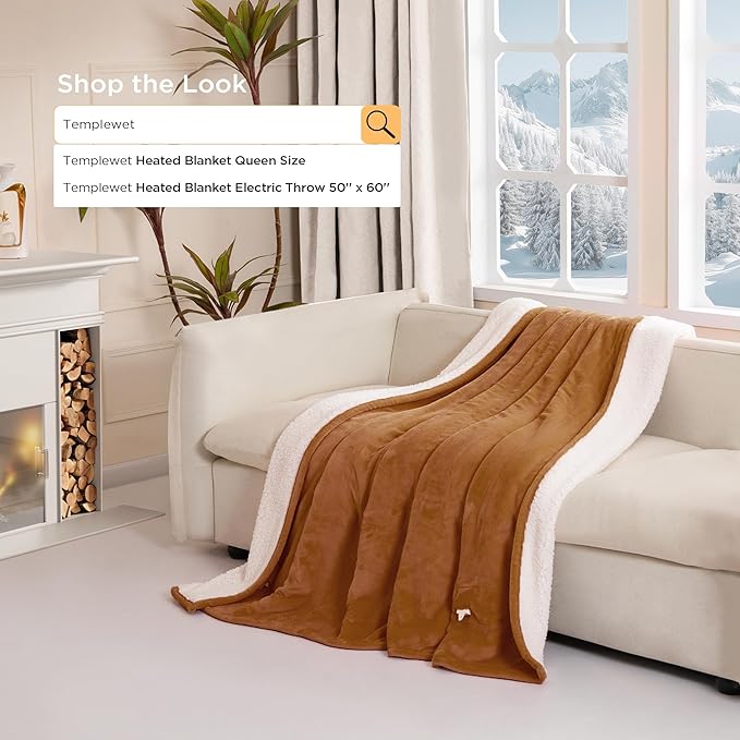 Heated Blanket King Size - Dual Controllers Electric Blanket King with 9 Heat Settings & 10 Hour Auto Off,Overheat Protection,Machine Washable 100"x90"(Cocoa Brown)