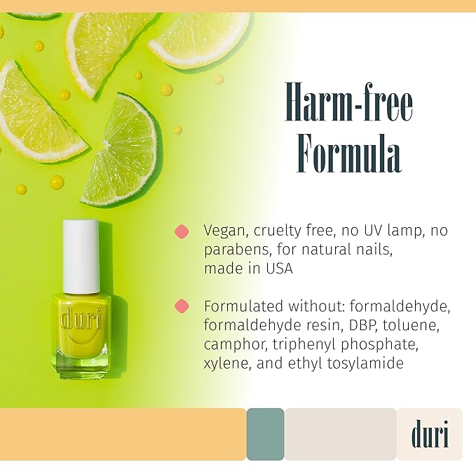 duri 158N Atomic - Neon Yellow Nail Polish, Mate Finish, Quick Drying, 0.45 Fl Oz