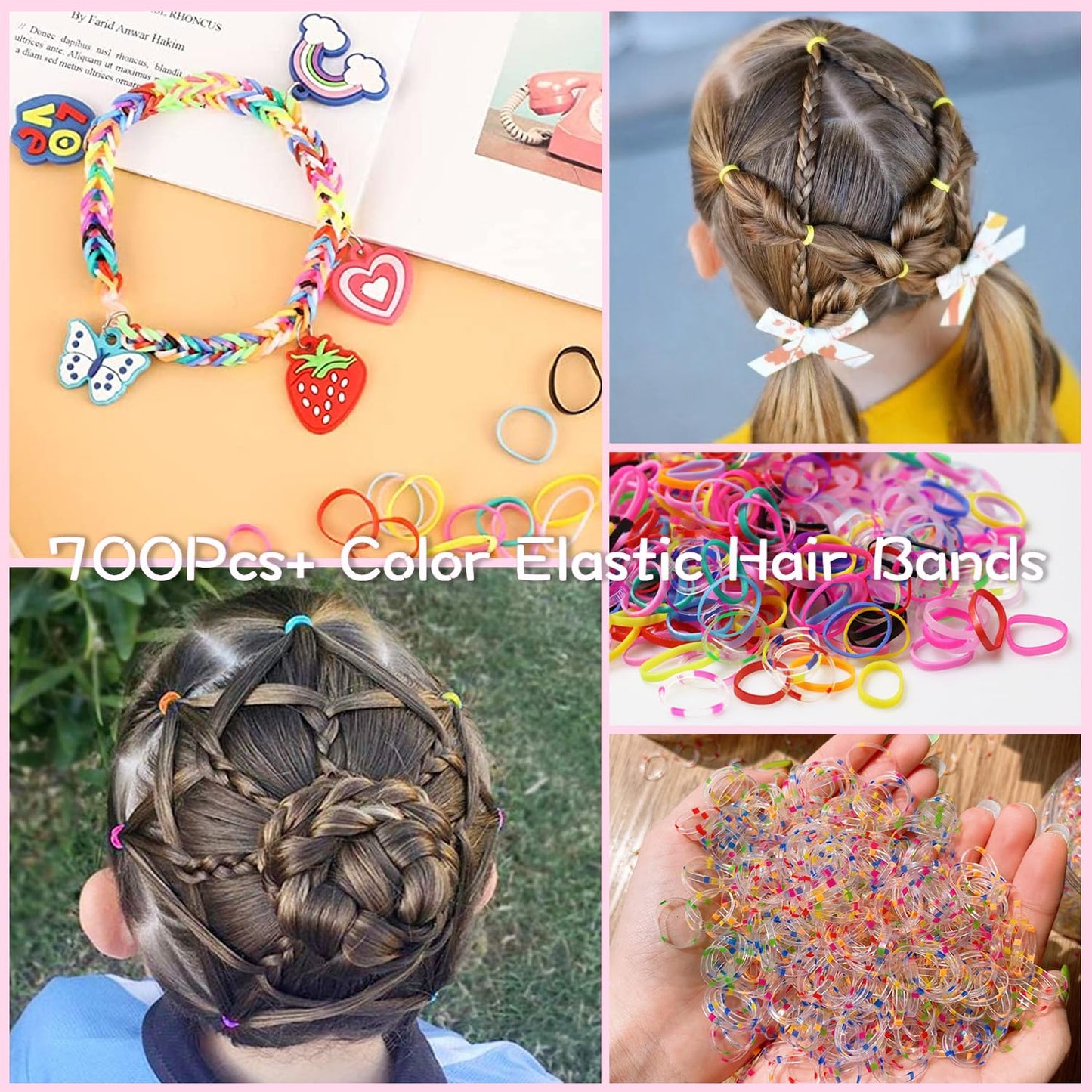 923 Pcs Toddler Hair Accessories - Baby Girls Elastic Ties, Soft Rubber Bands With Bow Clips, Claws - Assorted Supplies for Little One Kids With Thin Hair