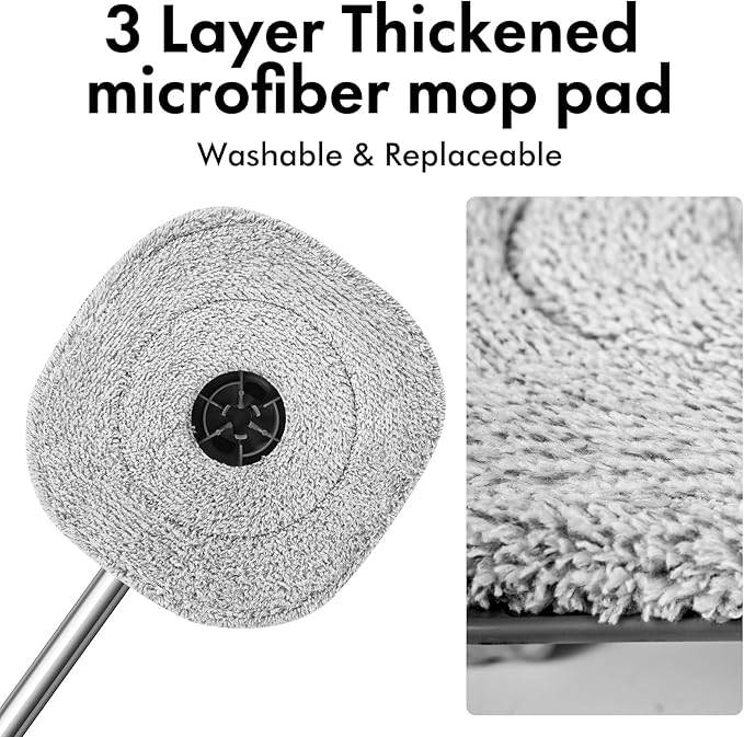 Spin Mop and Bucket Set with Separate Dirty and Clean Water,360° Spin Mop and Bucket System with Widening Foldable Handle,6 Replaceable Mop Pads,Square Mop for Floor Hardwood Tile Wall Cleaning(Blue)