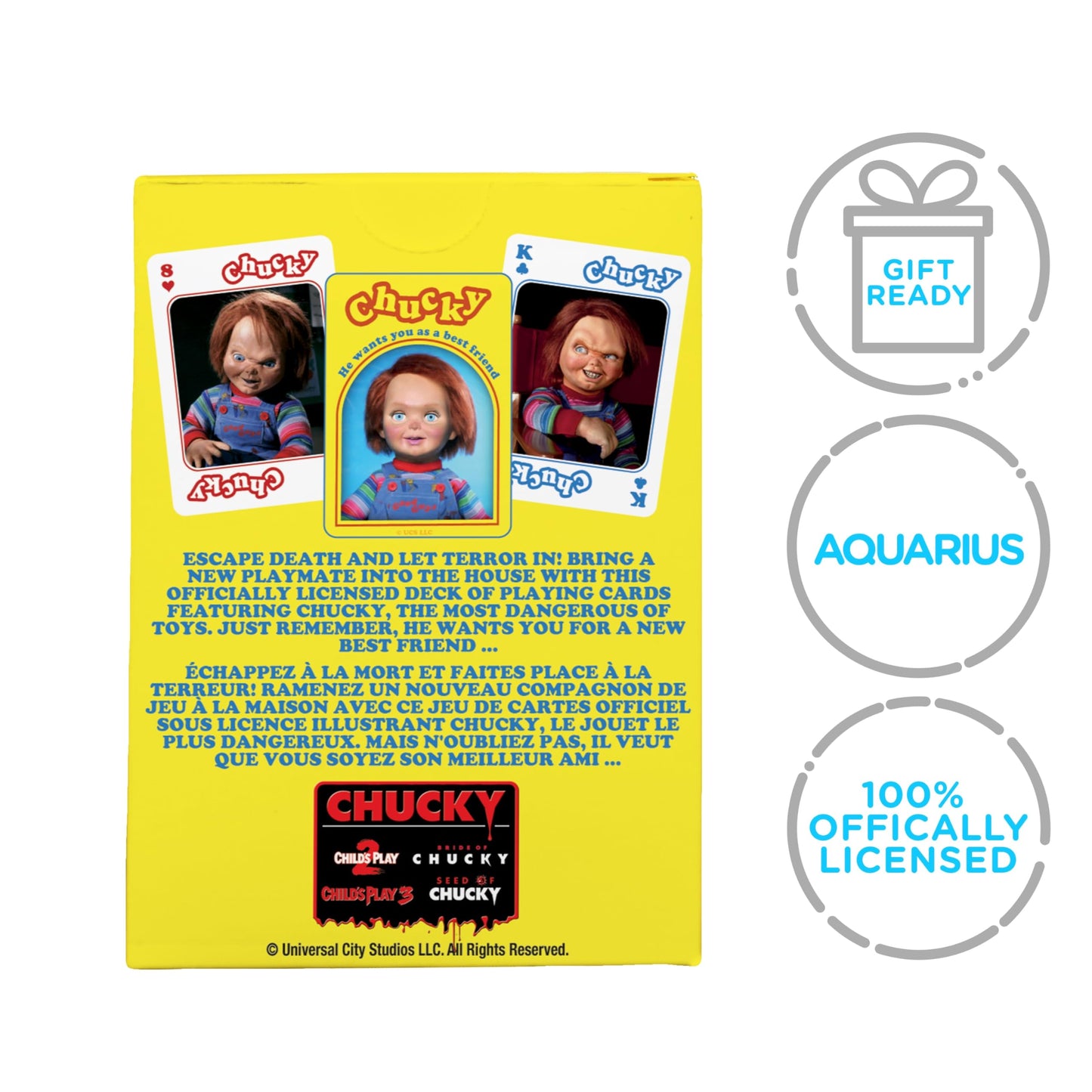 AQUARIUS Chucky Playing Cards - Chucky Themed Deck of Cards for Your Favorite Card Games - Officially Licensed Chucky Merchandise & Collectibles - Poker Size with Linen Finish