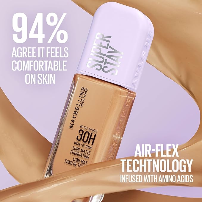 Maybelline Super Stay Lumi-Matte Foundation, Lightweight and Buildable Full Coverage Foundation Makeup For Up To 30HR Wear, 332, 1 Count