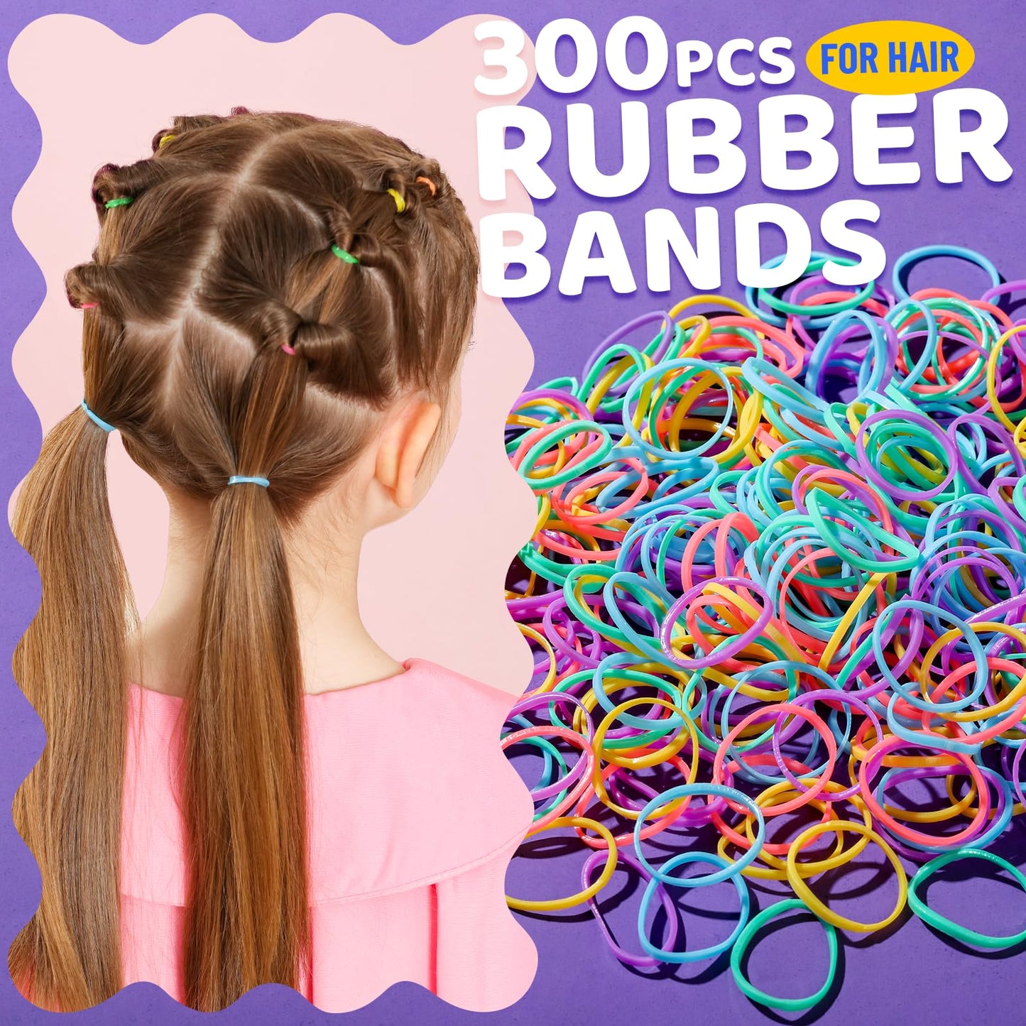 YGDZ Hair Accessories for Girls, Hair Ties for Little Girls, Elastic Baby Hair Ties, Rubber Bands for Hair, Bow Hair Clips, Kids Hair Ties, Small Hair Bands for Thin Hair, Toddler Hair Accessories