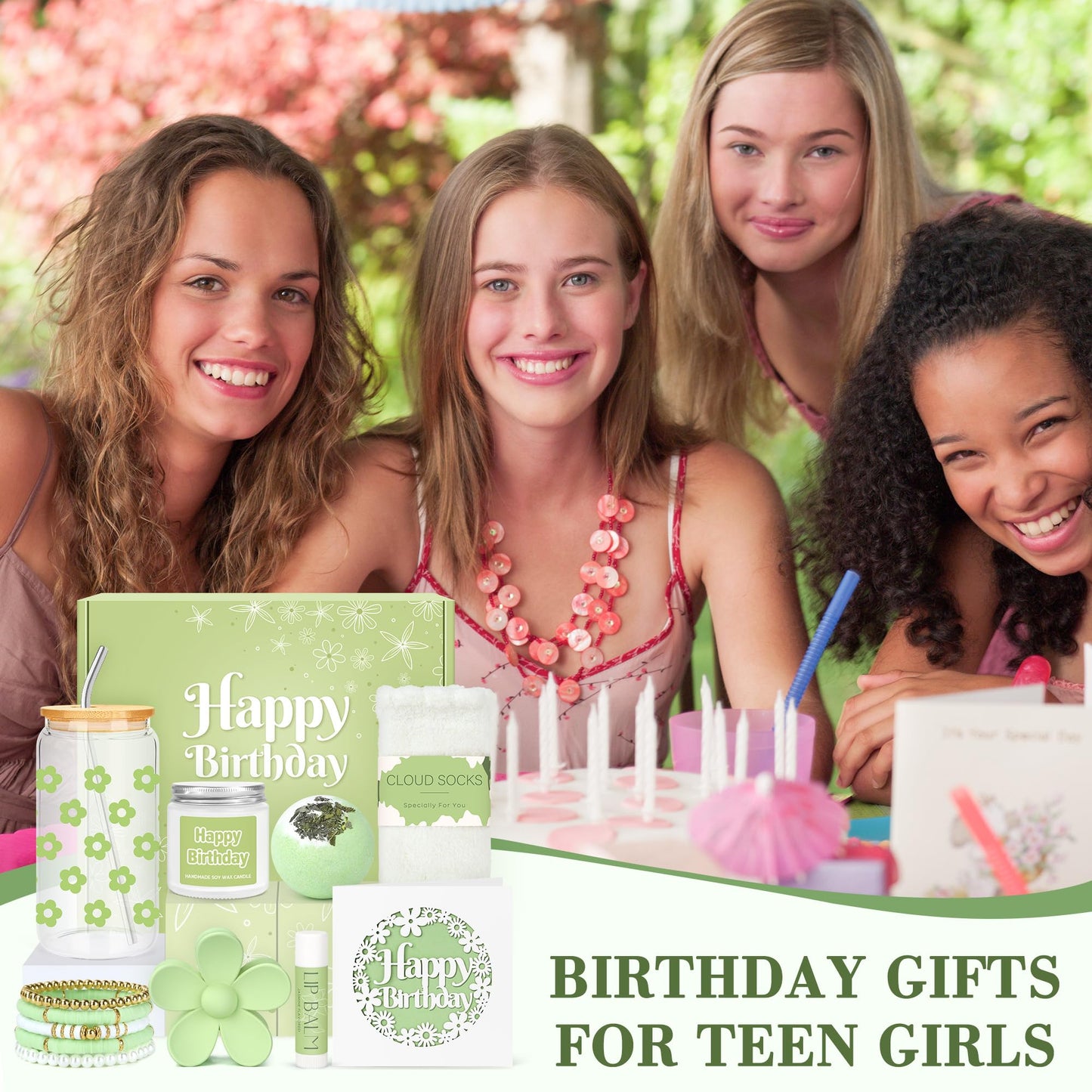 Birthday Gifts for Teen Girls, Women, Teenage Girl Birthday Gift Sets for Teen Girls Tween Gifts for Teenage Girl Cute Daisy Aesthetic Glass Cup Gift Basket for Teens, Women, Her, Friend, Sister