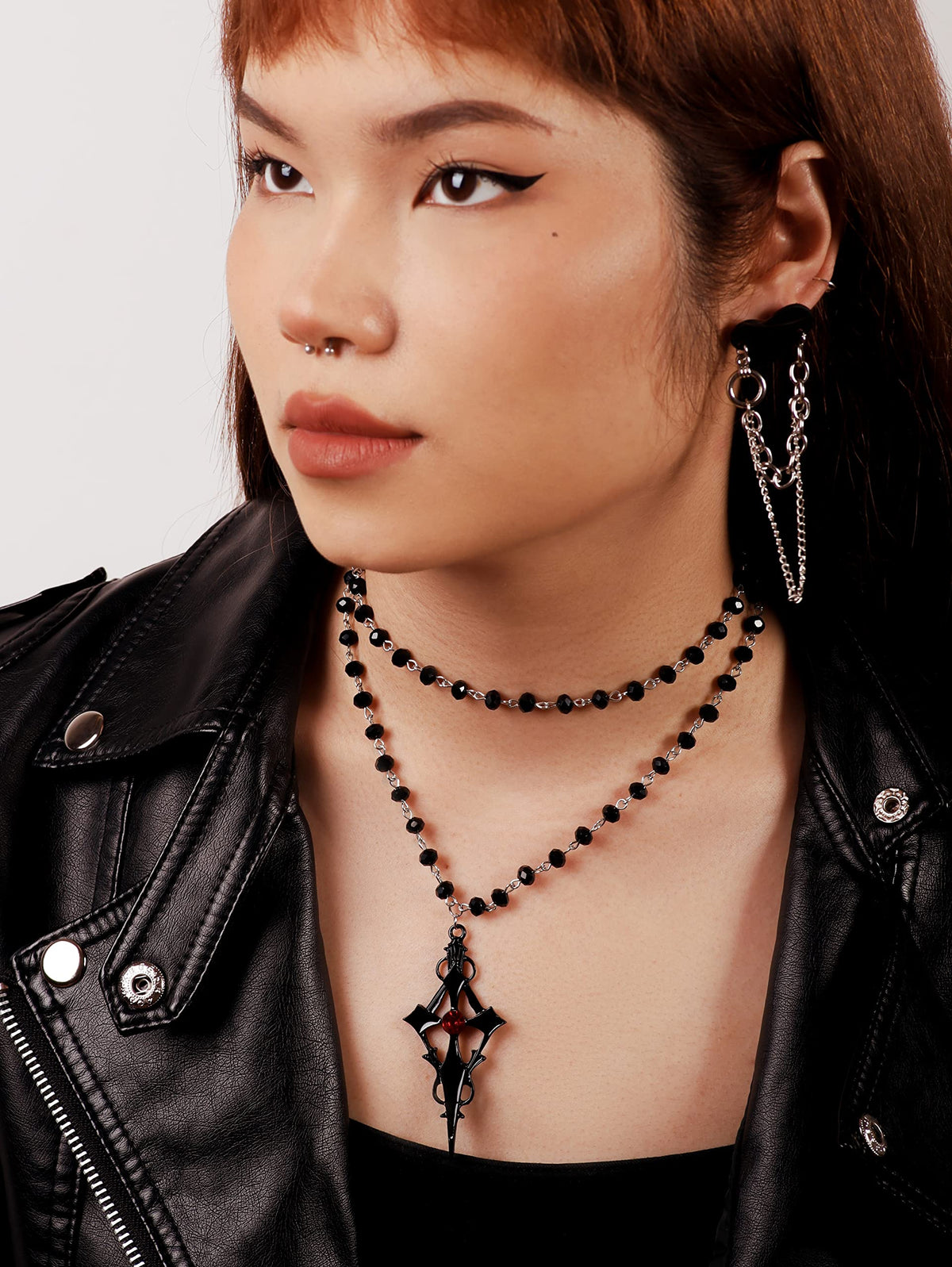 Sacina Gothic Black Cross Necklace, Layered Cross Necklace, Halloween Christmas New Year Jewelry Gift For Women
