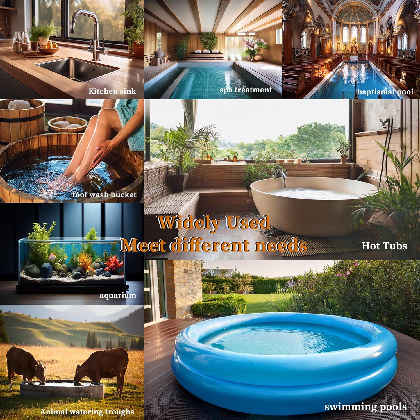 LASTINGCAPE 1500W Titanium Fully Submersible, Portable Electric Hot Tub & Pool immersion Water Heater with Temp Control, GFCI for spa tub, Bathtubs, Baptistry Pool, inflatable pool & above ground pool