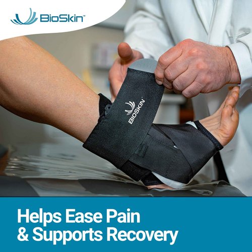 BioSkin TriLok Ankle Brace with Massage Ball - Ankle Brace for Women & Men, Sprained Ankle, Plantar Fasciitis Relief, Foot Arch Support, Peroneal Tendonitis Relief, & PTTD Support
