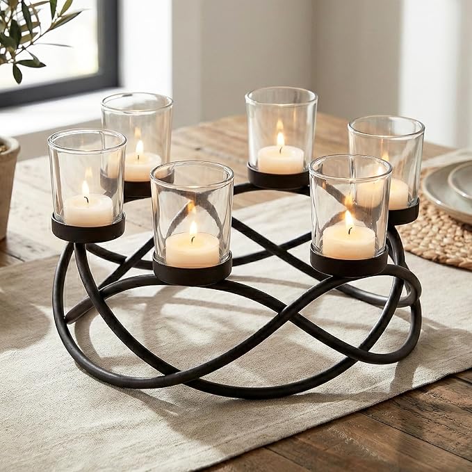 Seraphic Iron Round Table Decor Centerpiece Decorations Candle Holder for Weddings, Outdoor Patio, Kitchen, Dining Room, a...