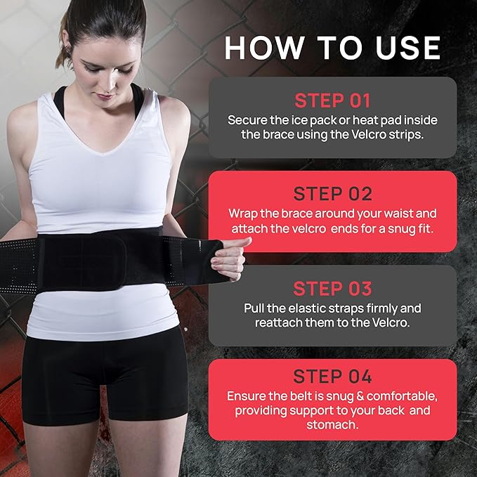 PRIMEKINETIX Pcore Dynamic Lower Back Support Belt - Adjustable Lumbar Brace for Pain Relief with Heat & Ice Therapy - Posture Corrector for Men Women - Breathable Core Support Belt, Size M
