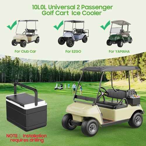 10L0L Universal Golf Cart 8L Ice Chest Cooler with Mounting Bracket, Cooler Box for EZGO&Club Car&Yamaha – 48 Hour Cold Drink Storage 102588101 103886801